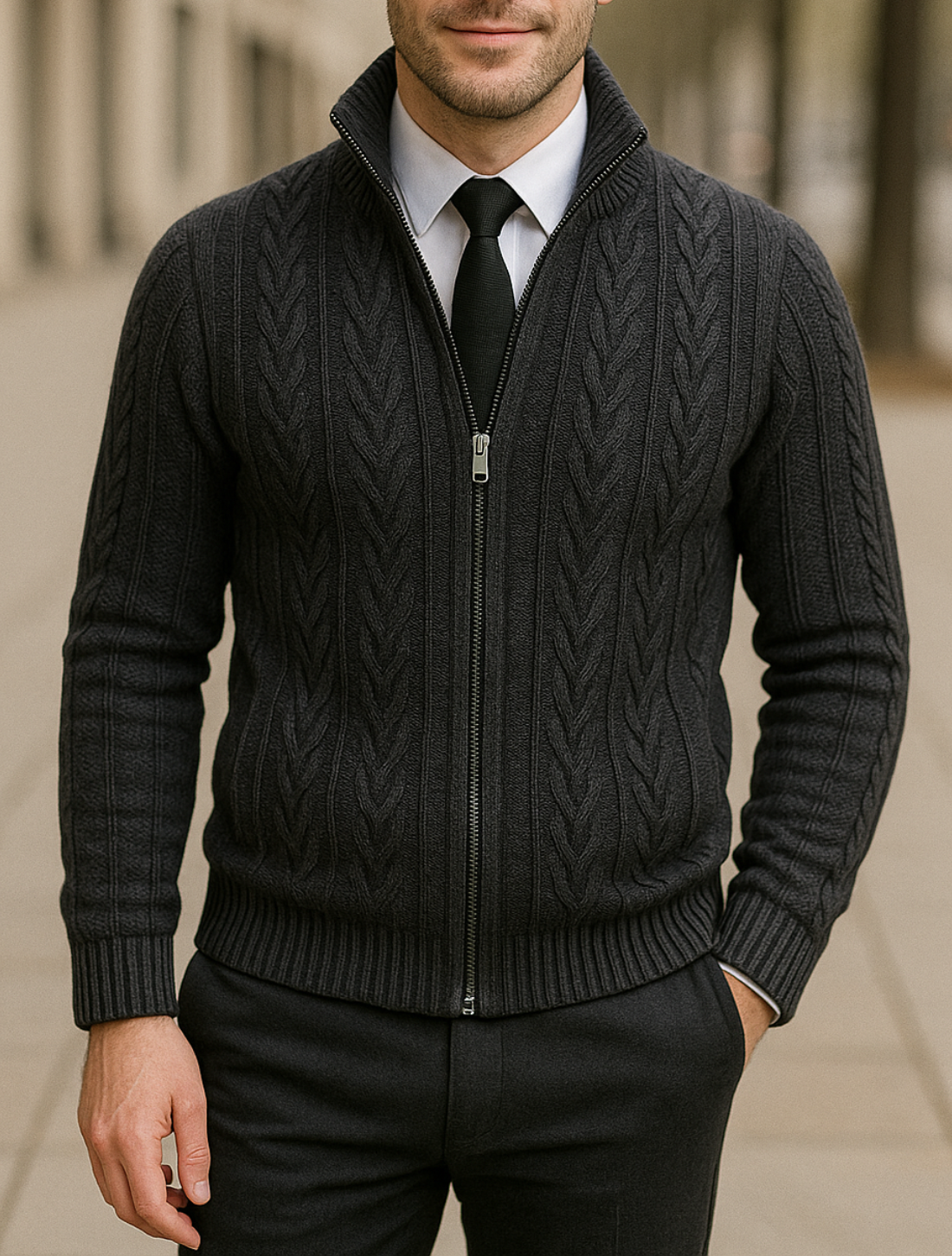 Primo® | Cárdigan de Cachemira Tejido de Invierno con Cremallera