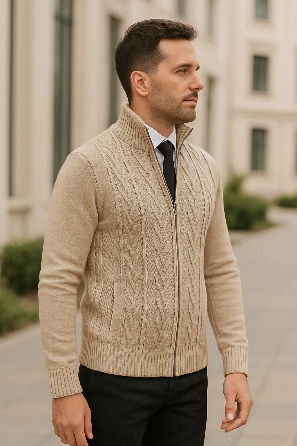 Primo® | Cárdigan de Cachemira Tejido de Invierno con Cremallera