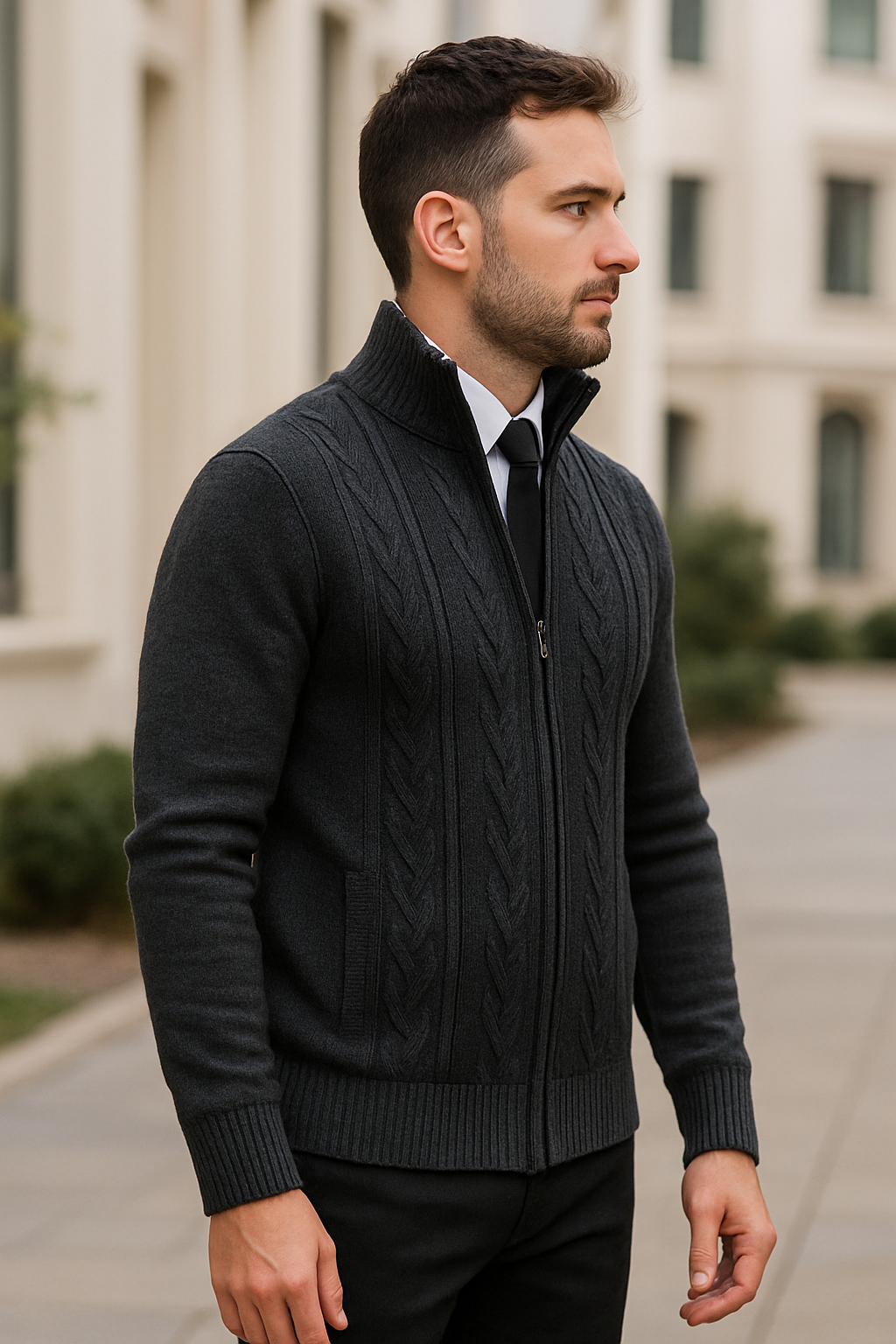 Primo® | Cárdigan de Cachemira Tejido de Invierno con Cremallera