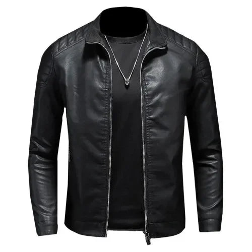 Bruno® | Elegante Chaqueta Biker de Cuero Azul