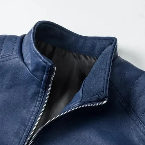 Bruno® | Elegante Chaqueta Biker de Cuero Azul