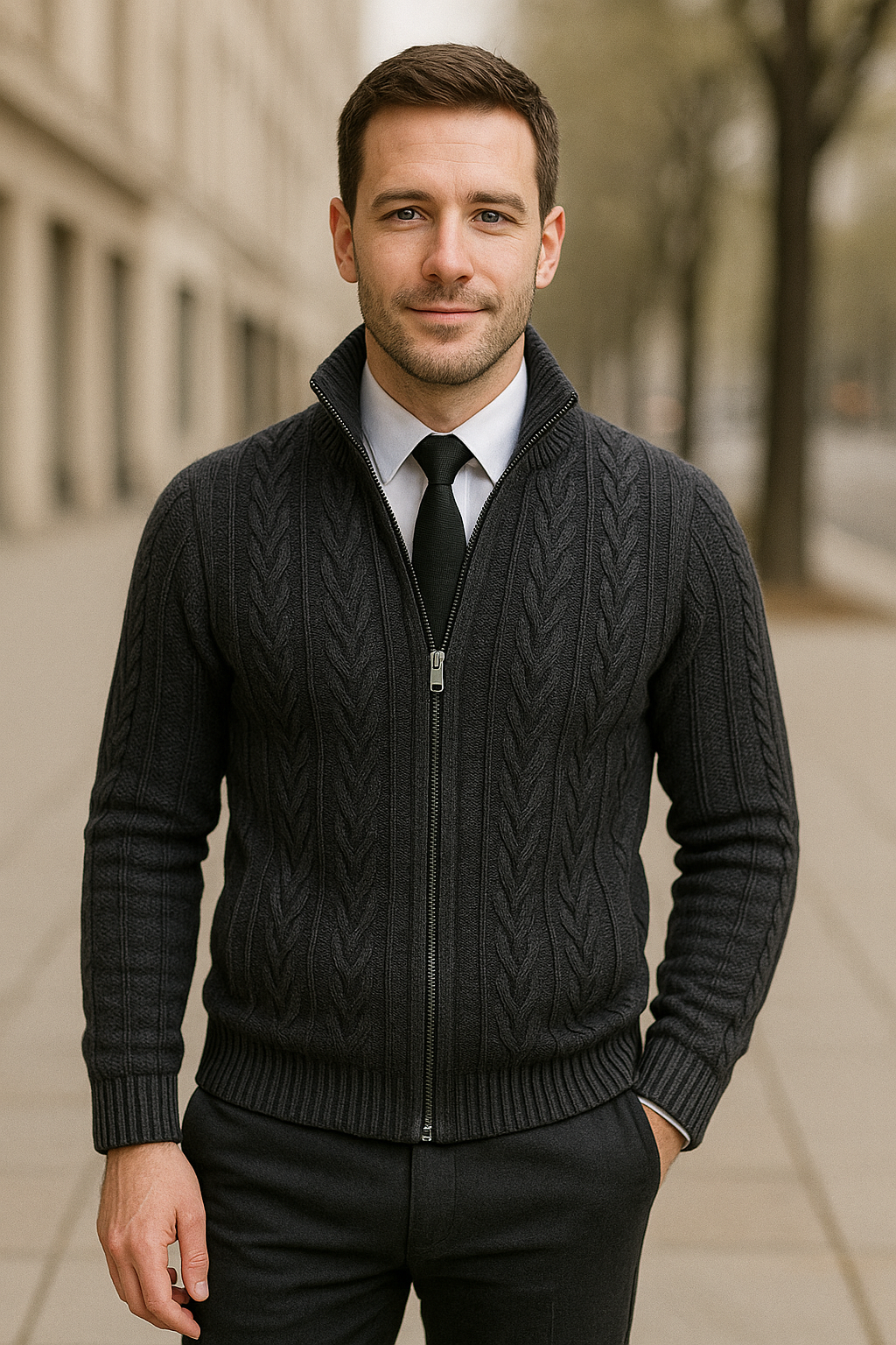 Primo® | Cárdigan de Cachemira Tejido de Invierno con Cremallera