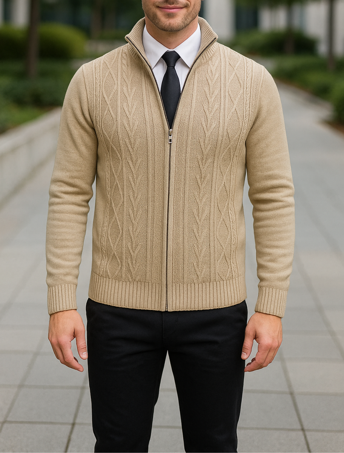 Primo® | Cárdigan de Cachemira Tejido de Invierno con Cremallera