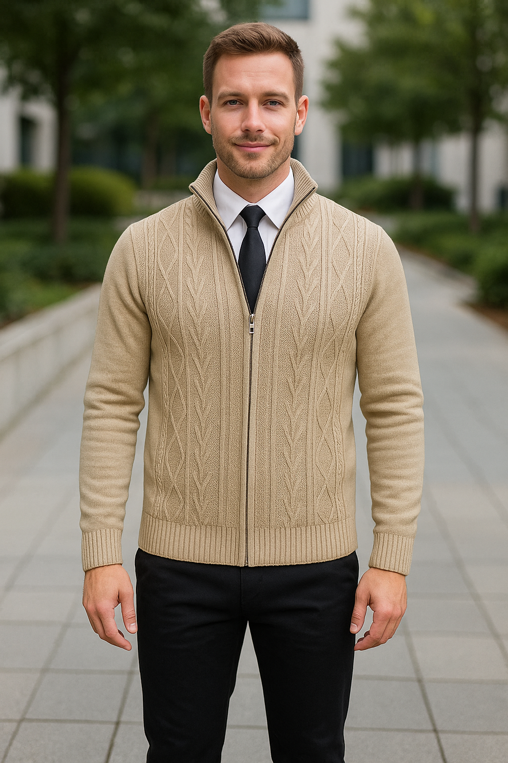 Primo® | Cárdigan de Cachemira Tejido de Invierno con Cremallera