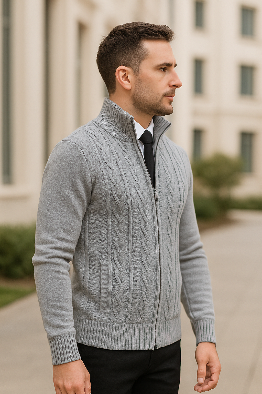 Primo® | Cárdigan de Cachemira Tejido de Invierno con Cremallera