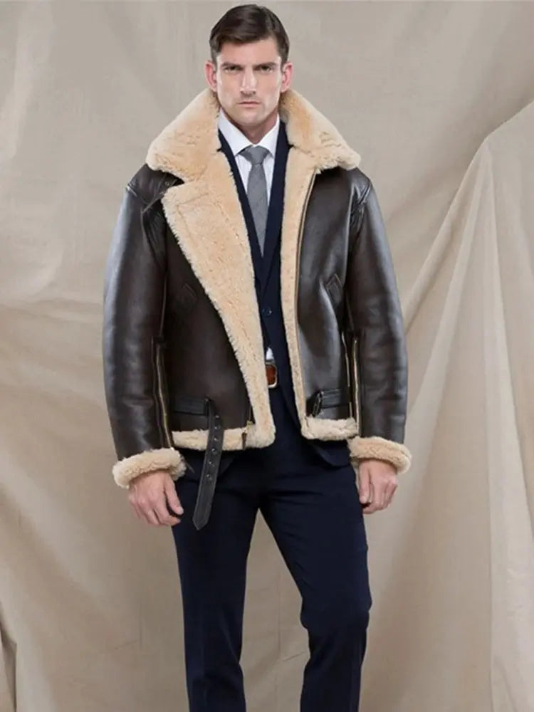 Fausto® | Chaqueta de Cuero con Mangas Largas y Suave Piel