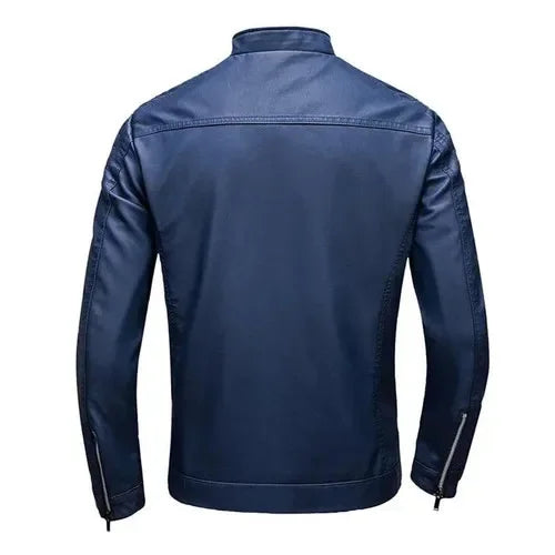 Bruno® | Elegante Chaqueta Biker de Cuero Azul